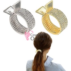 Inel pentru prins parul din metal model DMX06BB, Auriu cu cristale